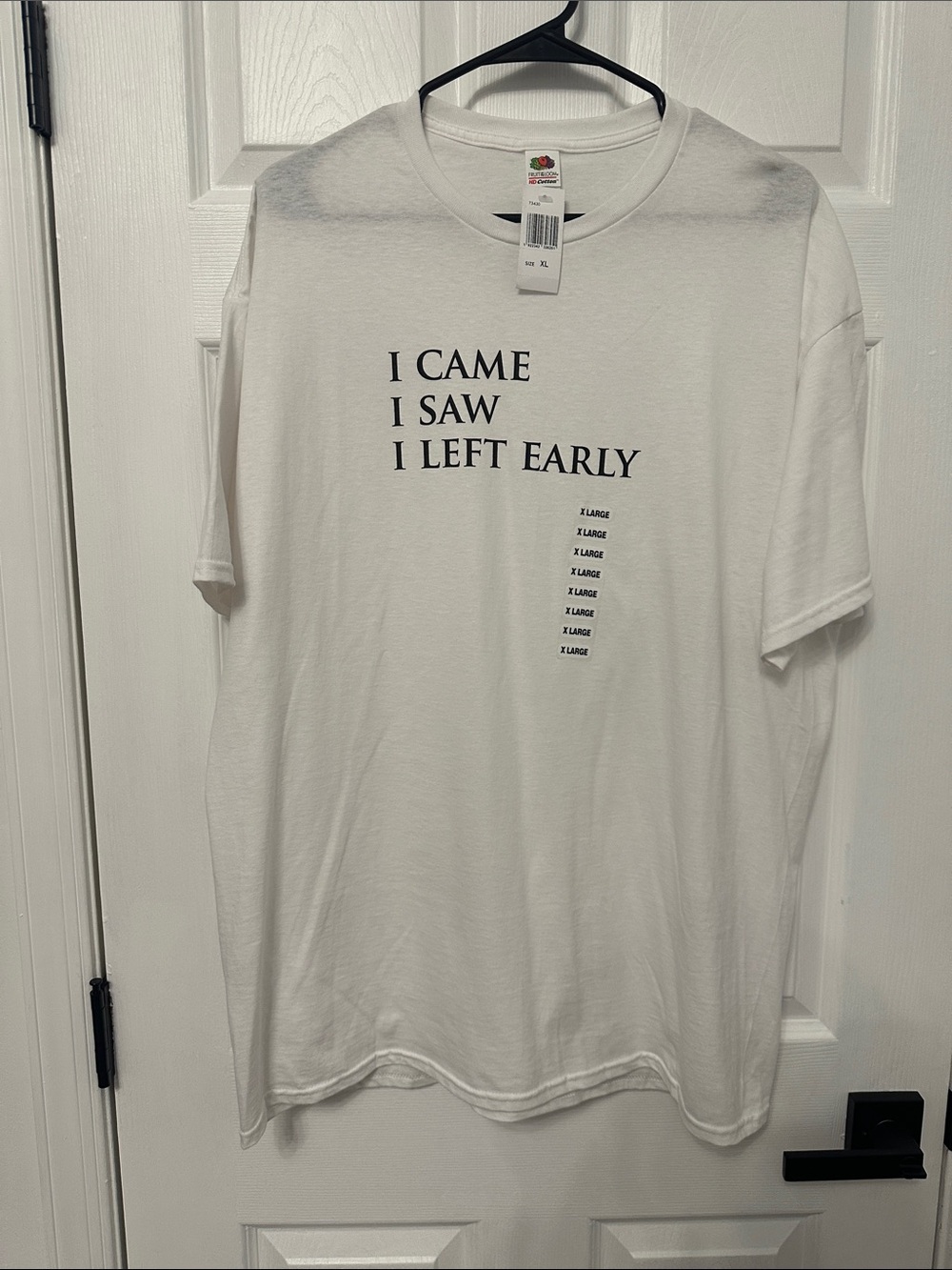 Fruit of the Loom White Short-Sleeve Graphic Tee - Black Text